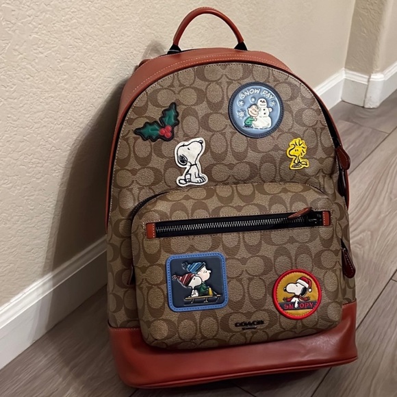 NEW Coach X Peanuts West Backpack In Signature Canvas With Patches - Picture 3 of 11